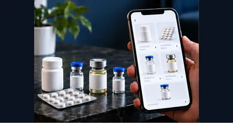 Catalog with steroid vials and category filters